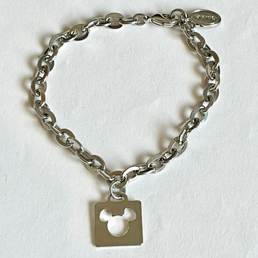 Disney Parks Mickey Mouse Ears Charm Bracelet Disneyana Silver Plated Charms